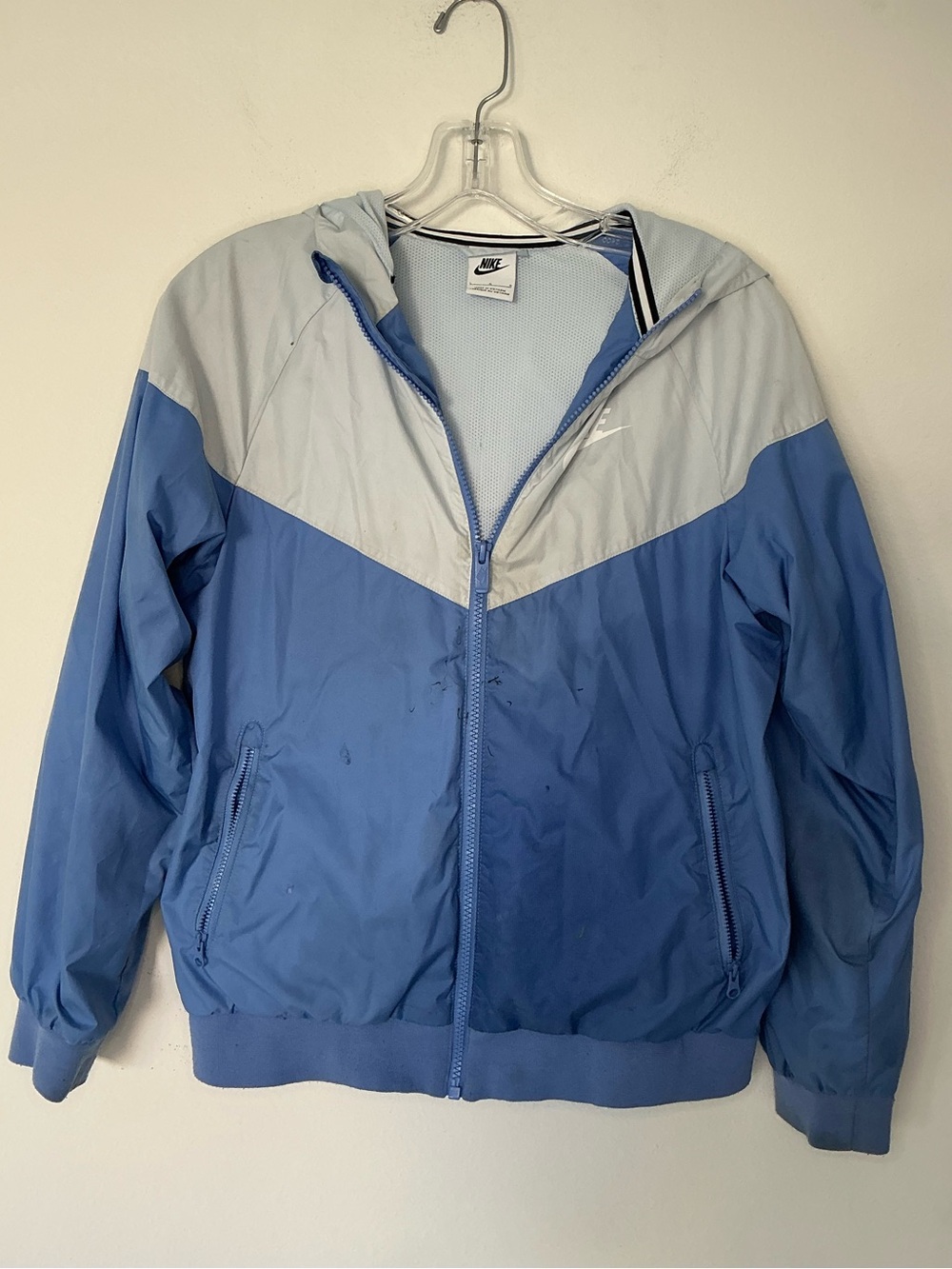 Nike Windrunner Hooded Windbreaker Jacket Blue Gray Full Zip Women’s Large